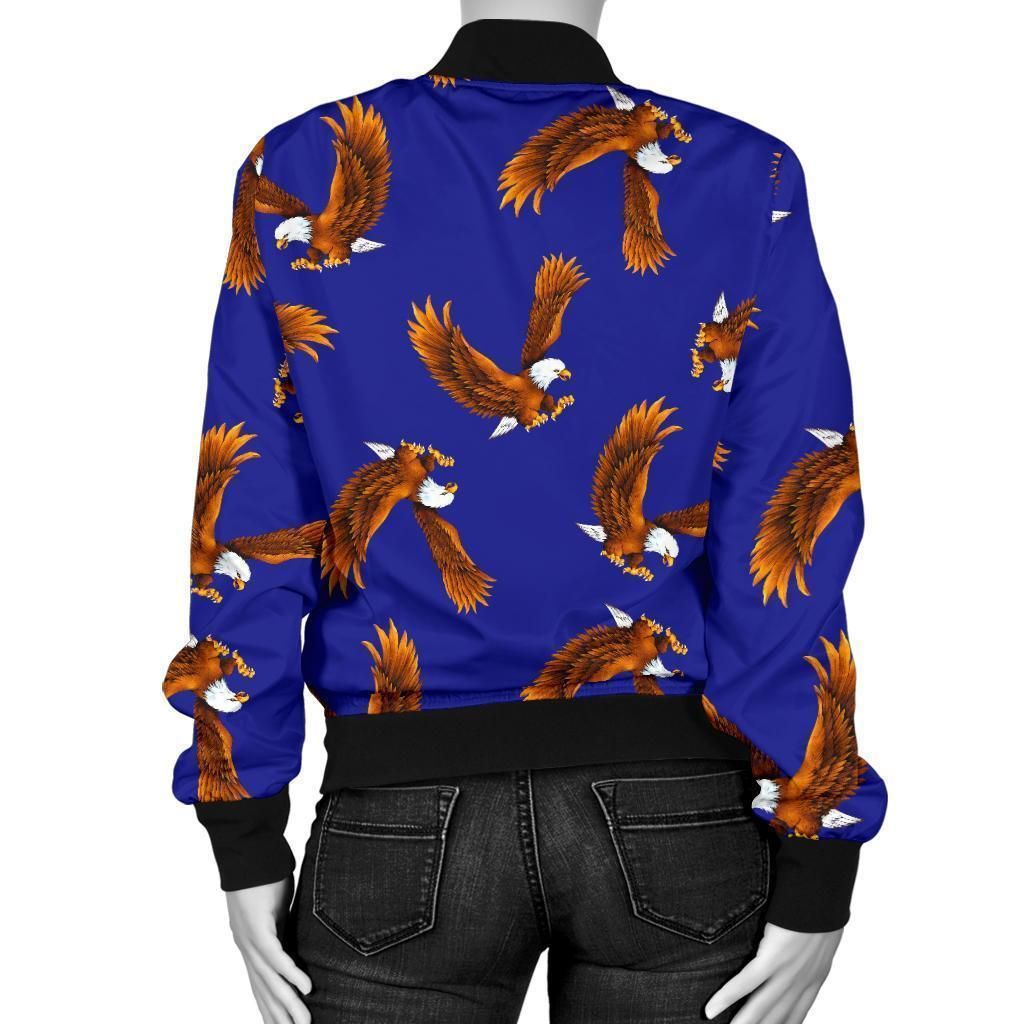 Eagle-Blue-Pattern-Print-Women-Casual-Bomber-Jacket-2