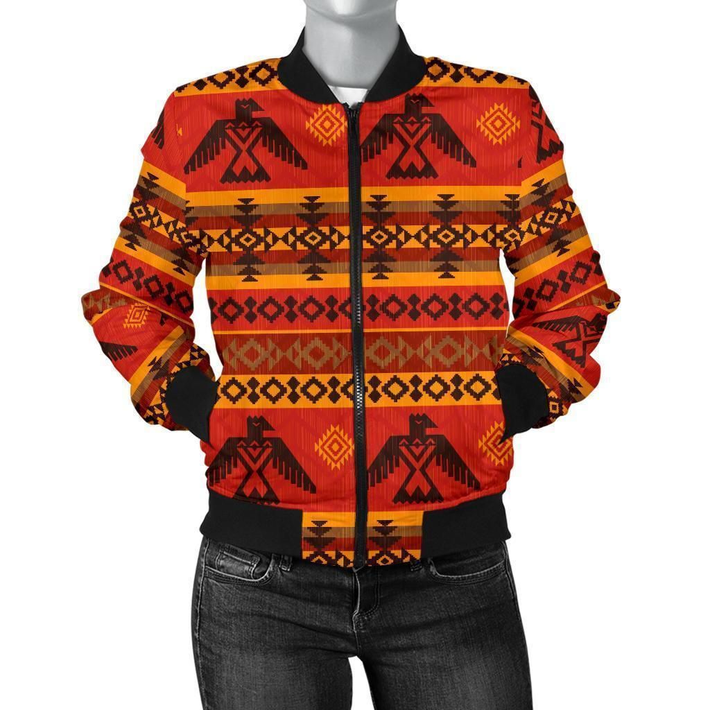 Eagle-Native-American-Pattern-Print-Women-Casual-Bomber-Jacket-1