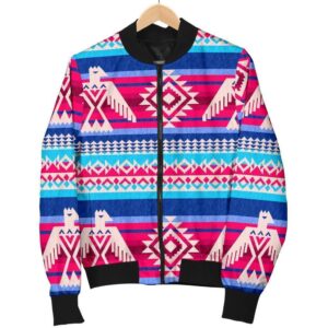 Eagle Native American Print Pattern Women Casual Bomber Jacket