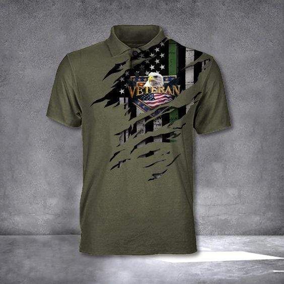 Eagle Thin Green Line Army Veteran Polo Shirt Eagle Thin Green Line Army Veteran Polo Shirt