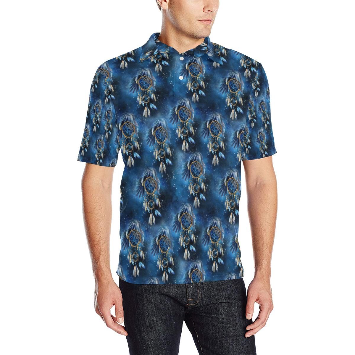 Eagles Dream Catcher Themed Men Polo Shirt Eagles Dream Catcher Themed Men Polo Shirt