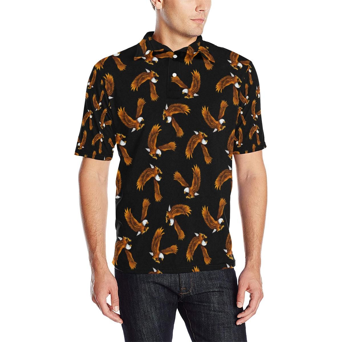 Eagles Print Pattern Men Polo Shirt Eagles Print Pattern Men Polo Shirt