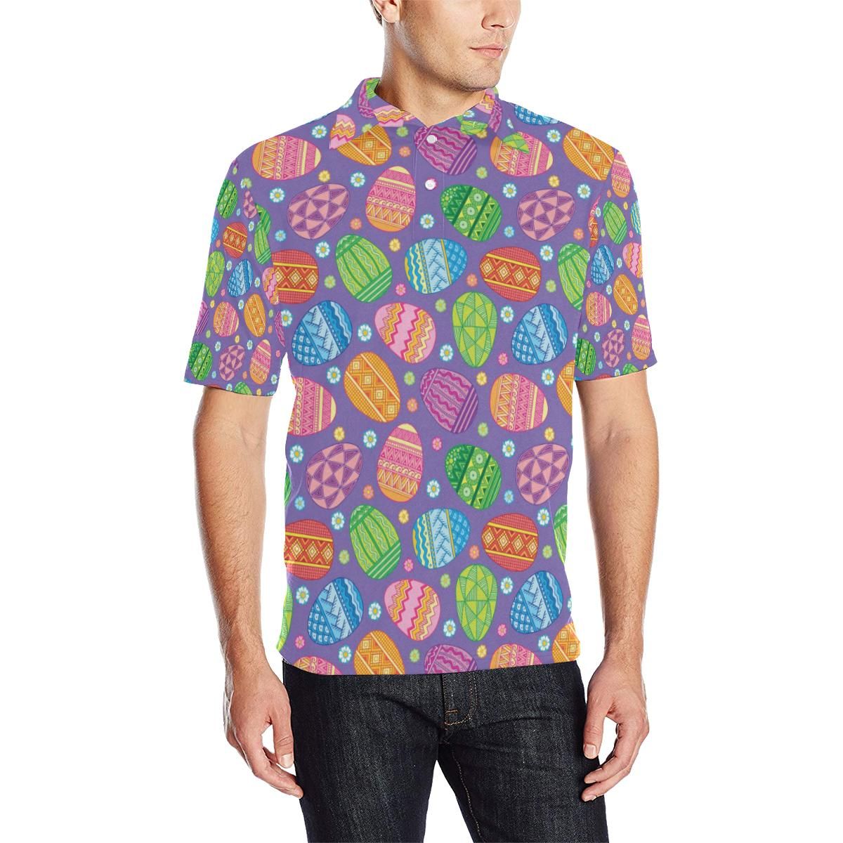Easter Eggs Pattern Print Design Rb010 Men Polo Shirt Easter Eggs Pattern Print Design Rb010 Men Polo Shirt