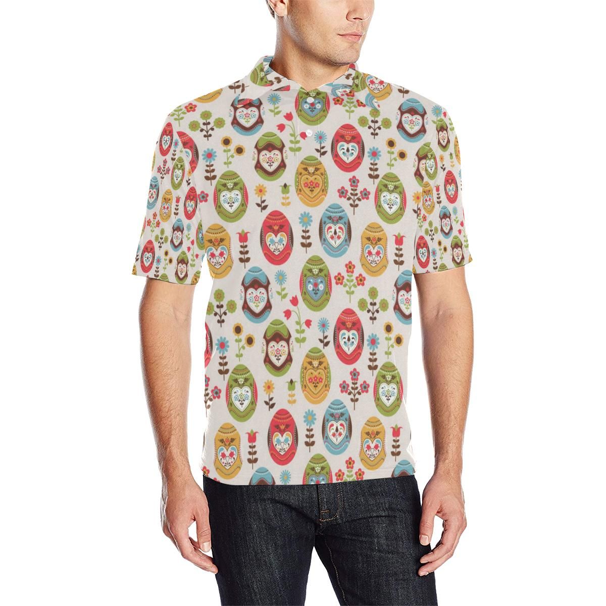 Easter Eggs Pattern Print Design Rb011 Men Polo Shirt Easter Eggs Pattern Print Design Rb011 Men Polo Shirt