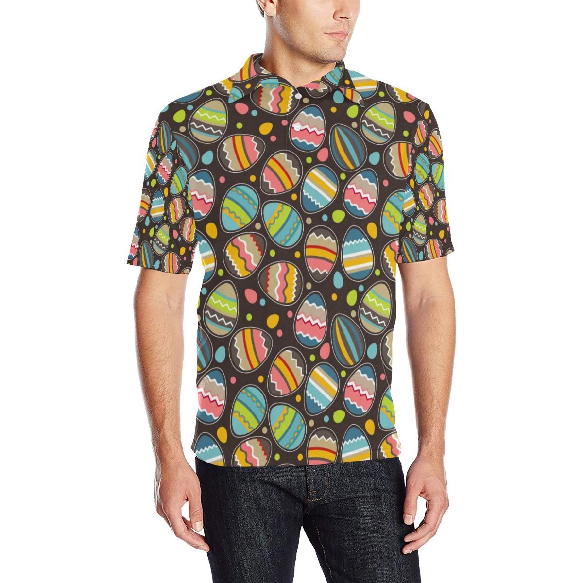 Easter Eggs Pattern Print Design Rb03 Men Polo Shirt Easter Eggs Pattern Print Design Rb03 Men Polo Shirt