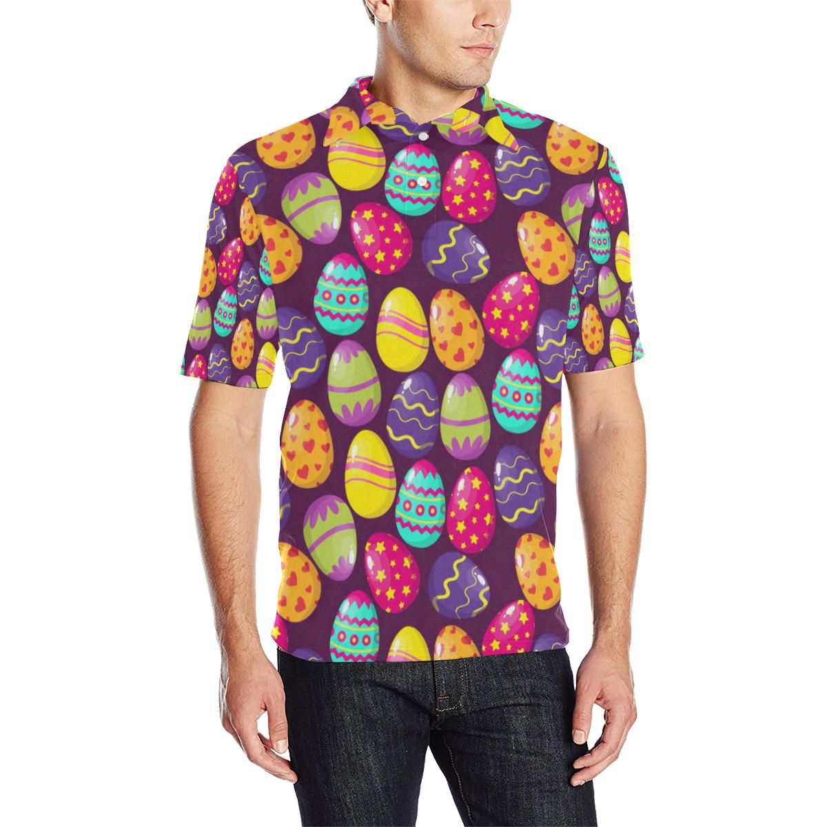 Easter Eggs Pattern Print Design Rb04 Men Polo Shirt Easter Eggs Pattern Print Design Rb04 Men Polo Shirt