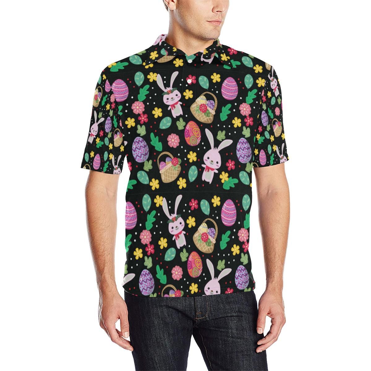 Easter Eggs Pattern Print Design Rb05 Men Polo Shirt Easter Eggs Pattern Print Design Rb05 Men Polo Shirt