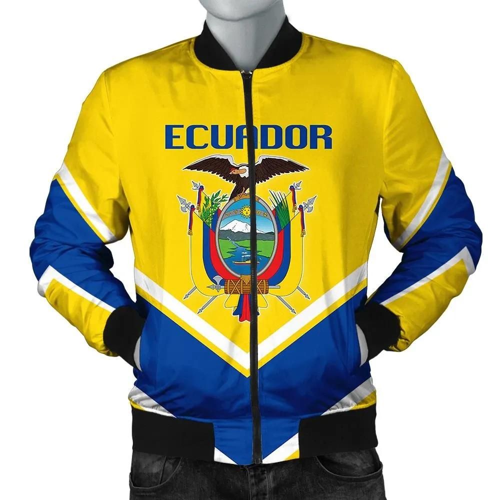 Ecuador Coat Of Arms Men Bomber Jacket Lucian Style J5W Bomber Jacket Ecuador Coat Of Arms Men Bomber Jacket Lucian Style J5W Bomber Jacket