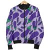Eggplant Cute Print Pattern Women Casual Bomber Jacket