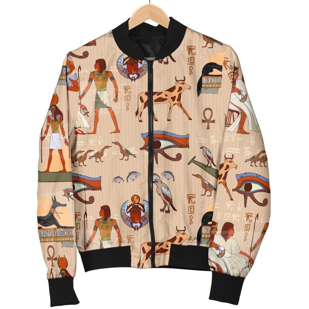 Egyptian Print Pattern Women Casual Bomber Jacket Egyptian Print Pattern Women Casual Bomber Jacket