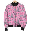 Eiffel Tower Print Pattern Women Casual Bomber Jacket