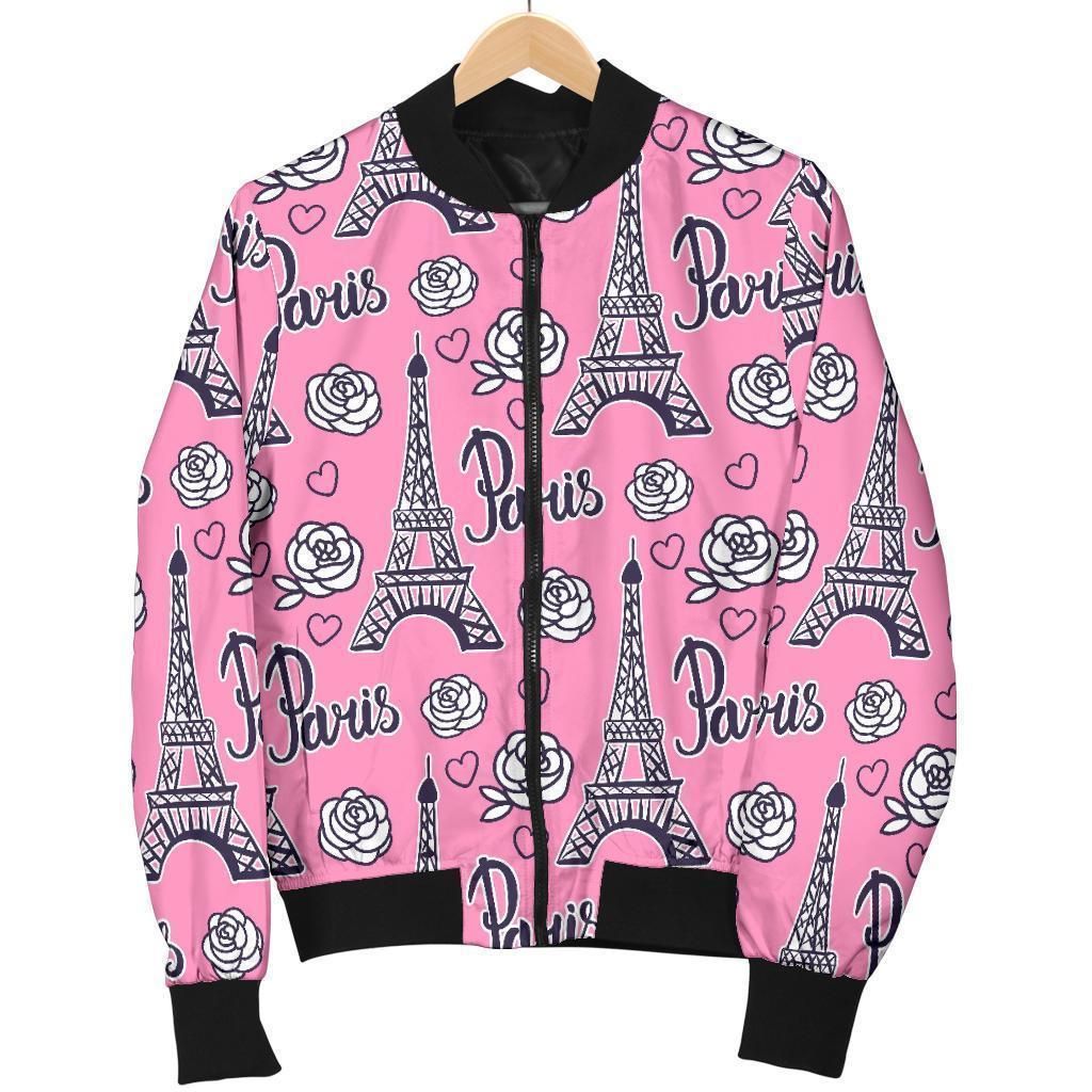 Eiffel Tower Print Pattern Women Casual Bomber Jacket Eiffel Tower Print Pattern Women Casual Bomber Jacket