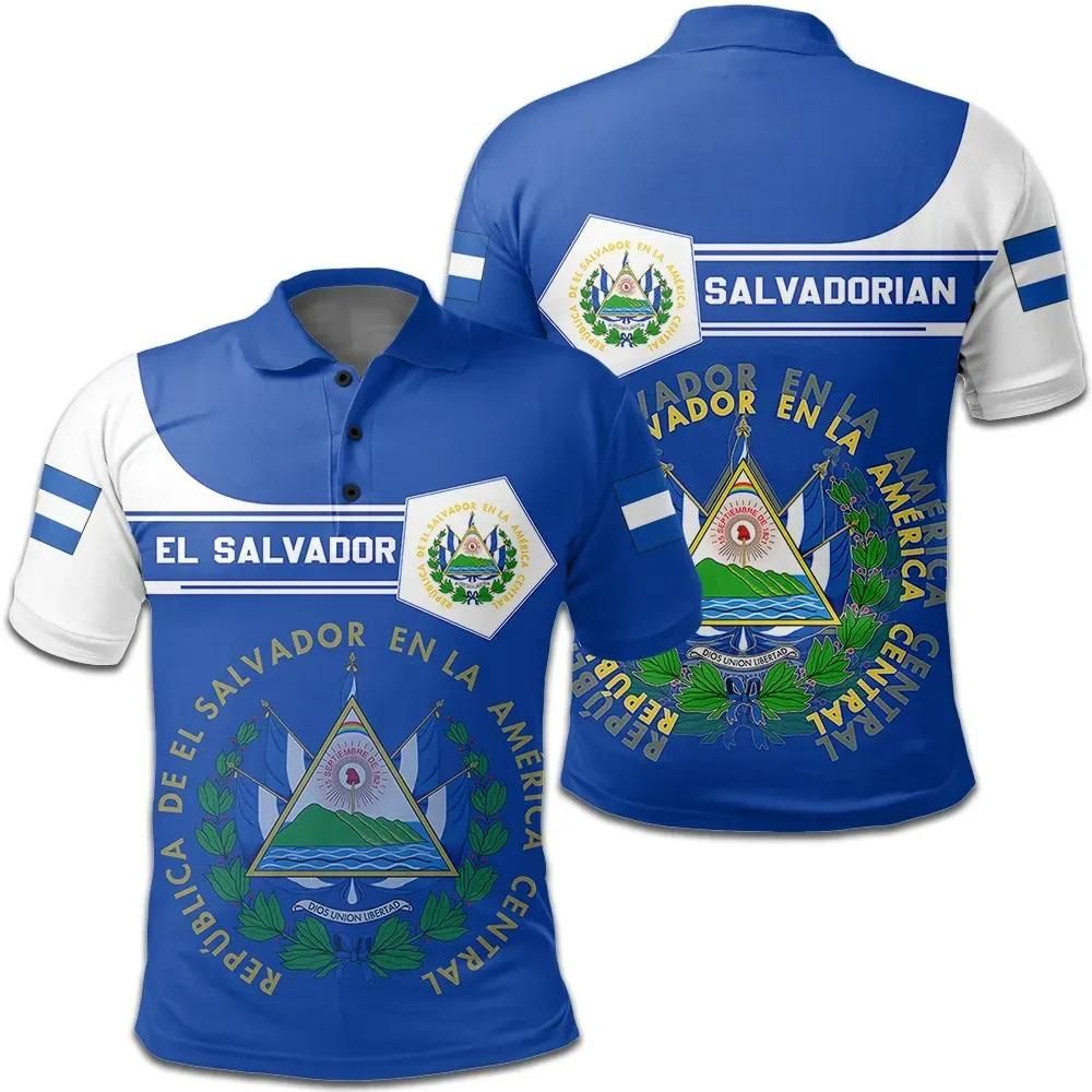El Salvador Coat Of Arms Polo Shirt Simple Style J78 El Salvador Coat Of Arms Polo Shirt Simple Style J78