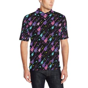 Electric Guitar Pattern Print Design 02 Men Polo Shirt