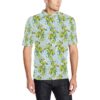 Elegant Olive Floral Print Men Polo Shirt