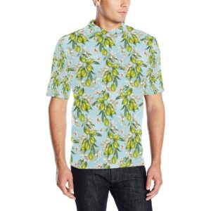 Elegant Olive Floral Print Men Polo Shirt