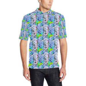 Elephant Art Color Print Pattern Men Polo Shirt