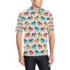 Elephant Colorful Print Pattern Men Polo Shirt