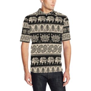 Elephant Hansa Lotus Pattern Men Polo Shirt