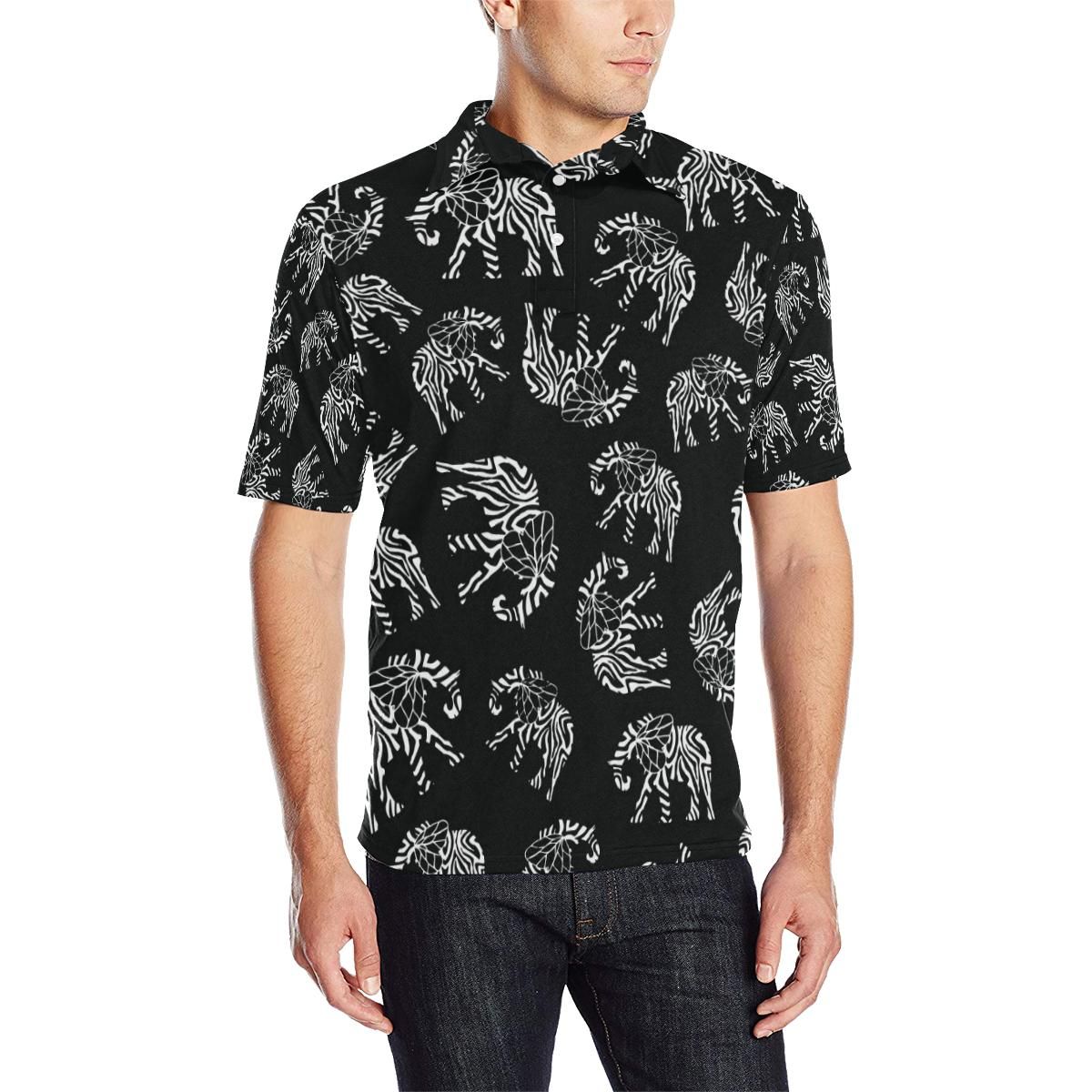 Elephant Tribal Men Polo Shirt Elephant Tribal Men Polo Shirt