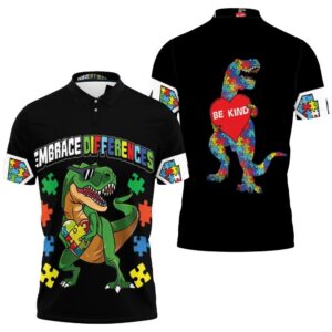 Embrace Differences Dinosaurs Autism Polo Shirt