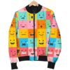 Emoji Pattern Print Women Casual Bomber Jacket