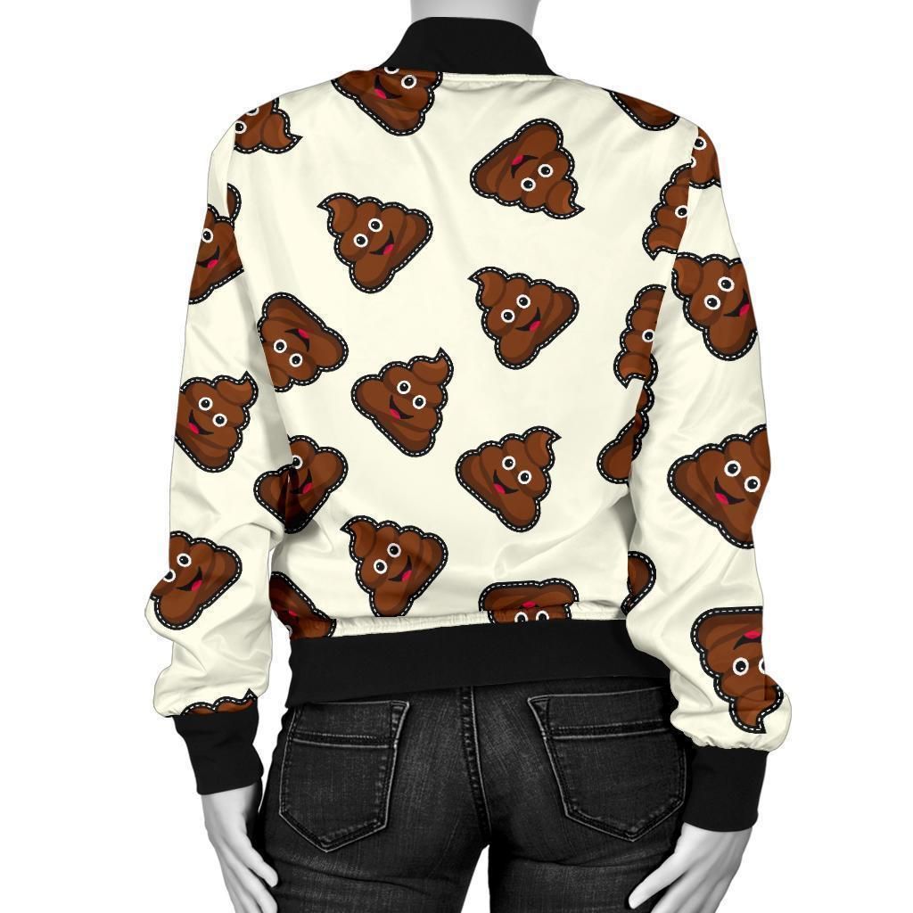 Emoji-Poop-Pattern-Print-Women-Casual-Bomber-Jacket-2