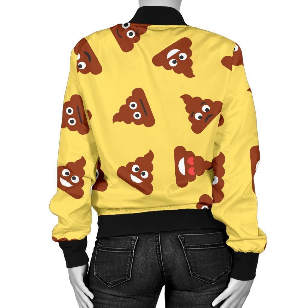 Emoji-Poop-Print-Pattern-Women-Casual-Bomber-Jacket-2