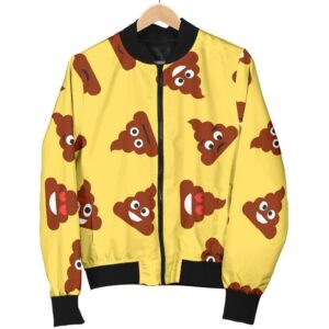 Emoji Poop Print Pattern Women Casual Bomber Jacket