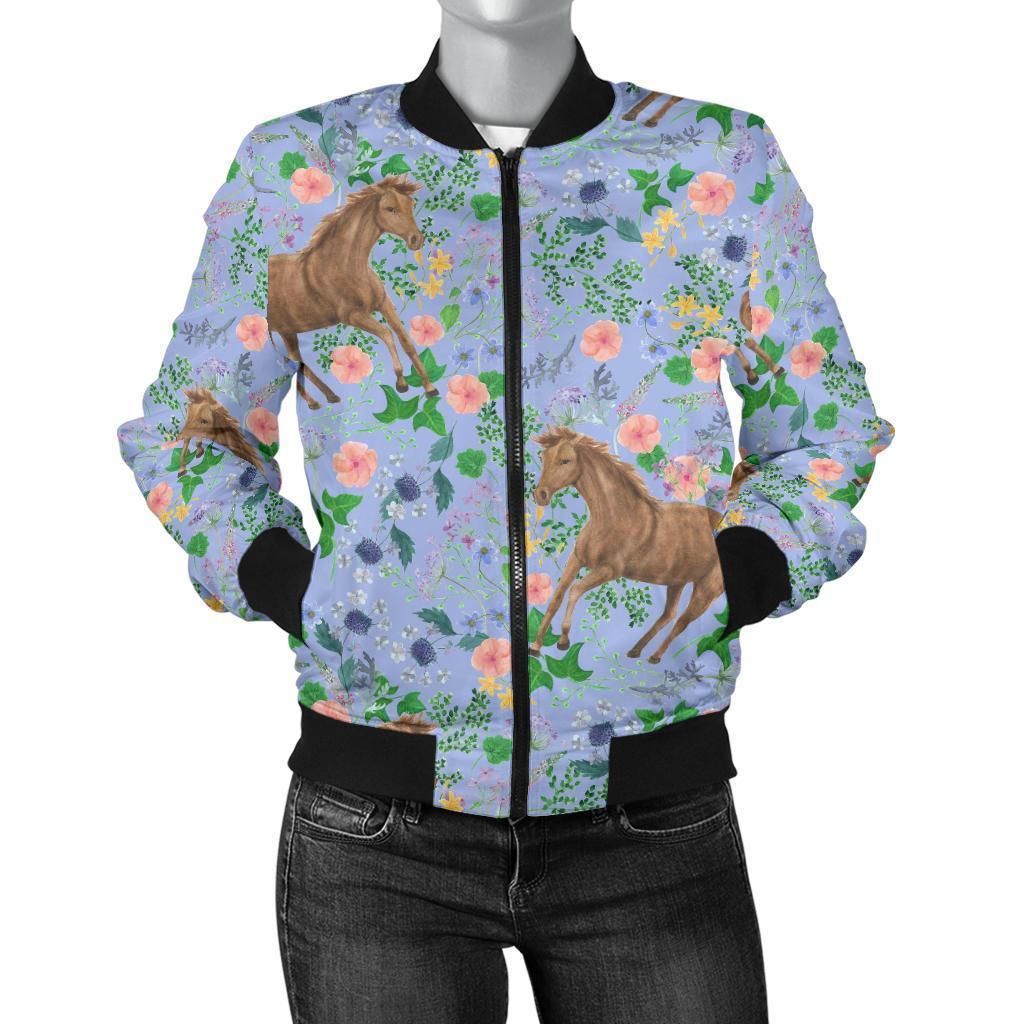 Equestrian-Floral-Pattern-Print-Women-Casual-Bomber-Jacket-1