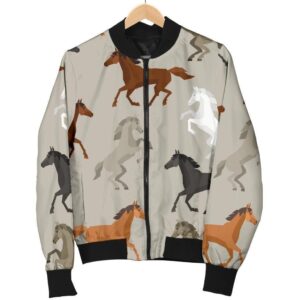 Equestrian Pattern Print Women Casual Bomber Jacket