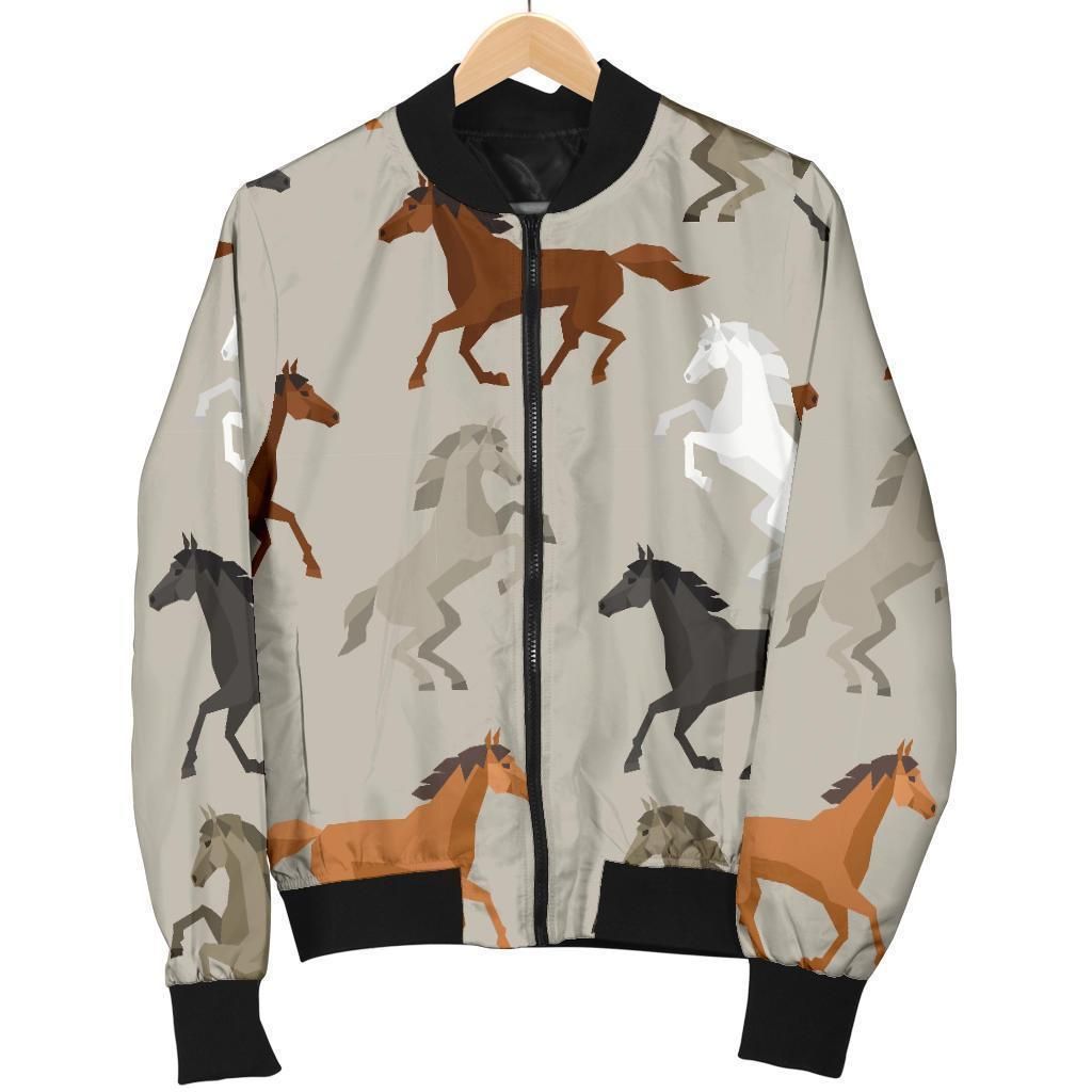 Equestrian Pattern Print Women Casual Bomber Jacket Equestrian Pattern Print Women Casual Bomber Jacket
