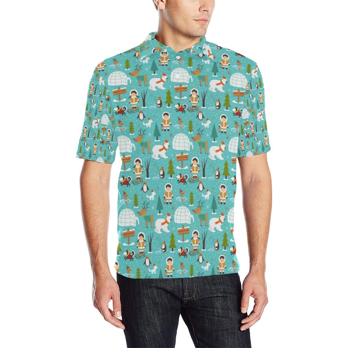 Eskimo Pattern Print Design 01 Men Polo Shirt Eskimo Pattern Print Design 01 Men Polo Shirt