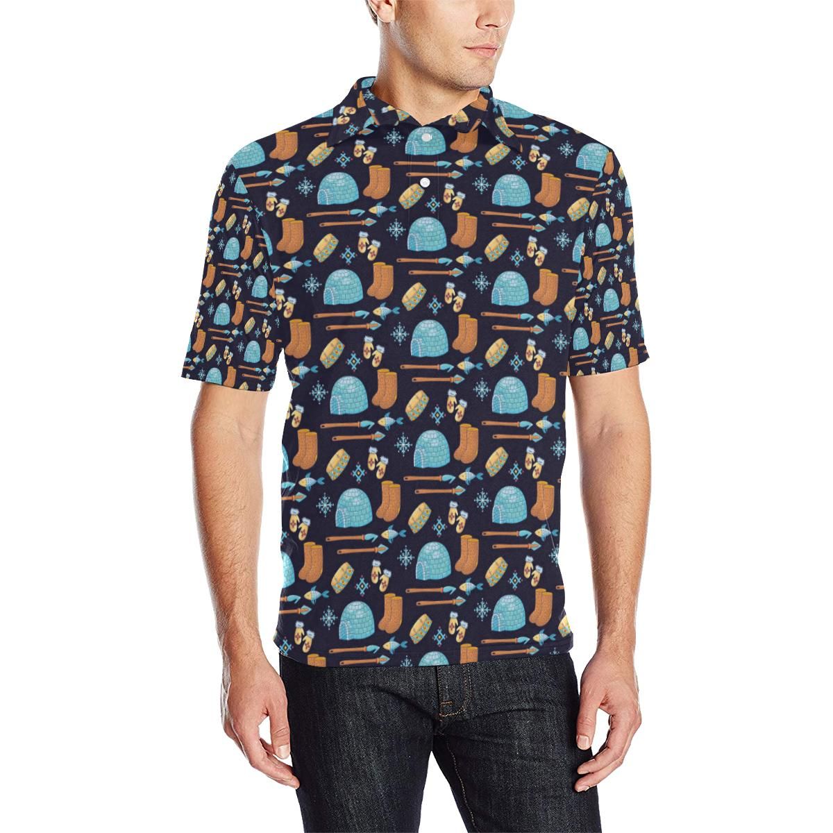 Eskimo Pattern Print Design 02 Men Polo Shirt Eskimo Pattern Print Design 02 Men Polo Shirt