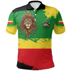 Ethiopia Polo Shirt - Ethiopia Flag Brush A02