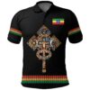 Ethiopian Polo Shirt Coat Of Arms Habesha Holy Cross Black A15