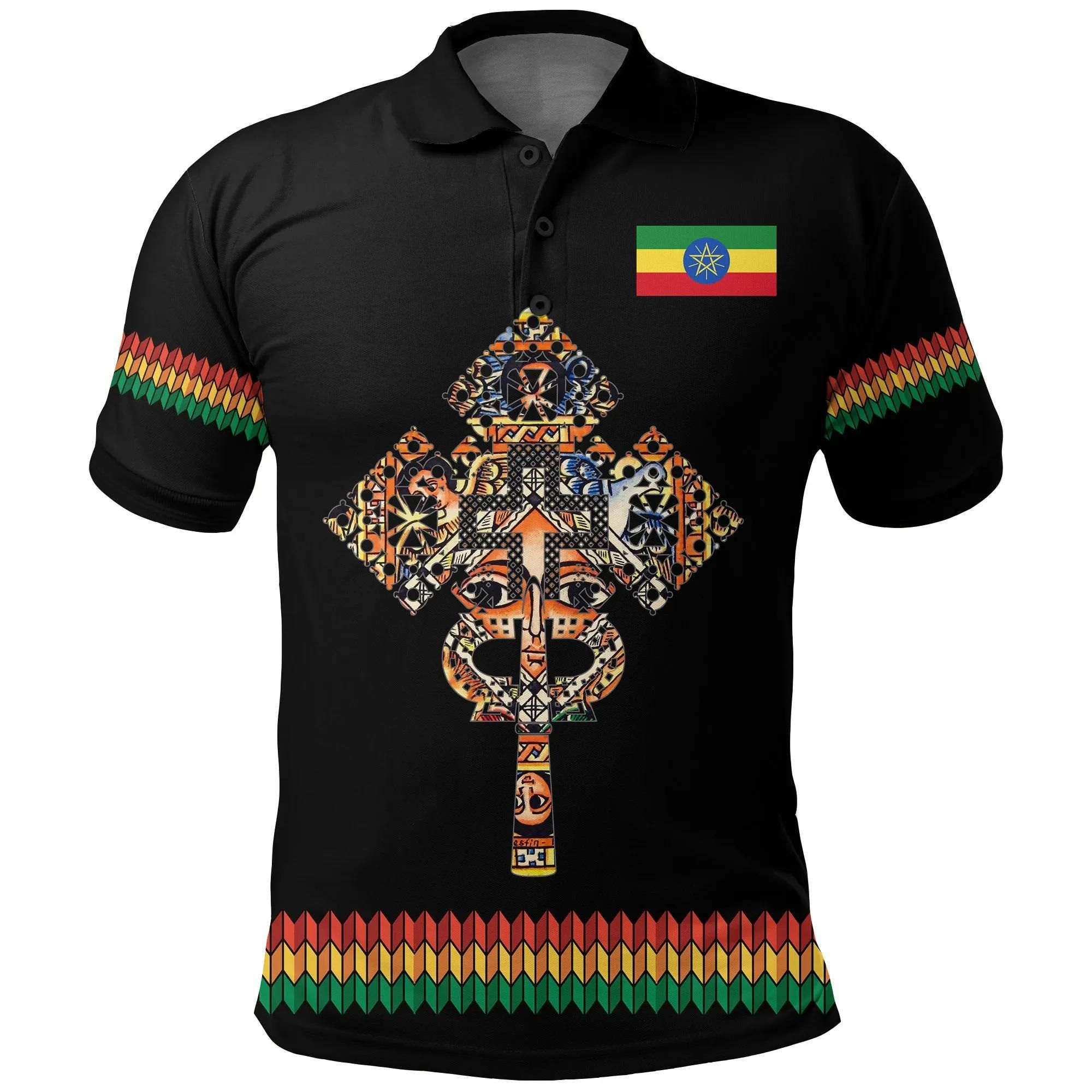 Ethiopian Polo Shirt Coat Of Arms Habesha Holy Cross Black A15 Ethiopian Polo Shirt Coat Of Arms Habesha Holy Cross Black A15