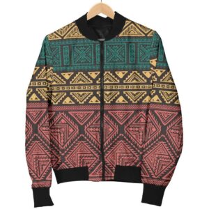 Ethnic Pattern Print Women Casual Bomber Jacket