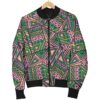 Ethnic Pink Print Pattern Women Casual Bomber Jacket