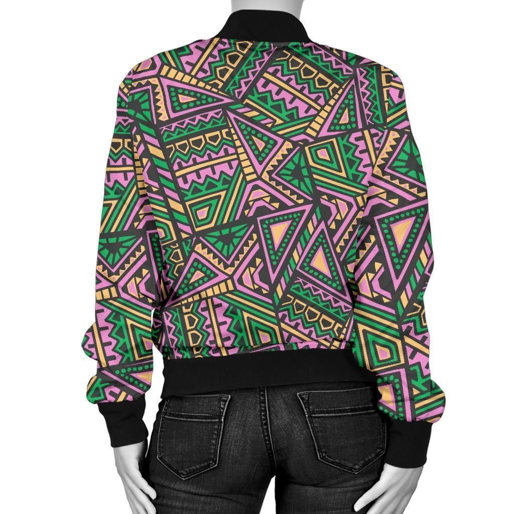 Ethnic-Pink-Print-Pattern-Women-Casual-Bomber-Jacket-2