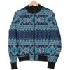 Fairisle Christmas Pattern Print Women Casual Bomber Jacket