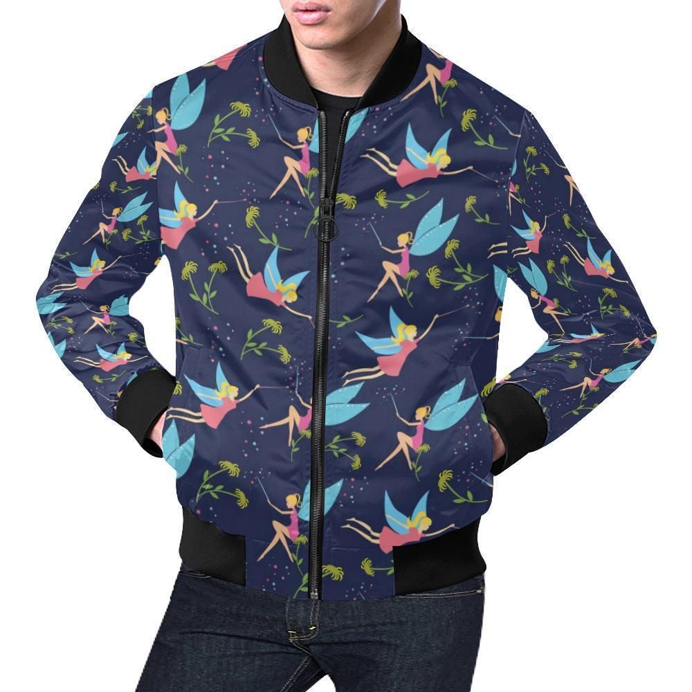Fairy Pattern Print Mens Bomber Jacket Fairy Pattern Print Mens Bomber Jacket