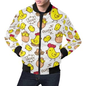 Farm Chicken Hen Chick Pattern Print Mens Bomber Jacket