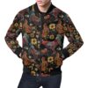 Farm Chicken Hen Flower Pattern Print Mens Bomber Jacket