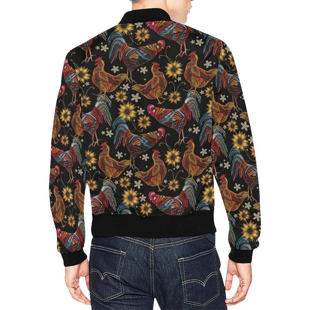 Farm-Chicken-Hen-Flower-Pattern-Print-Mens-Bomber-Jacket-2