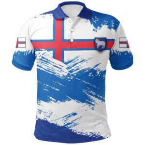 Faroe Islands Polo Shirt - Faroe Islands Flag Brush A02