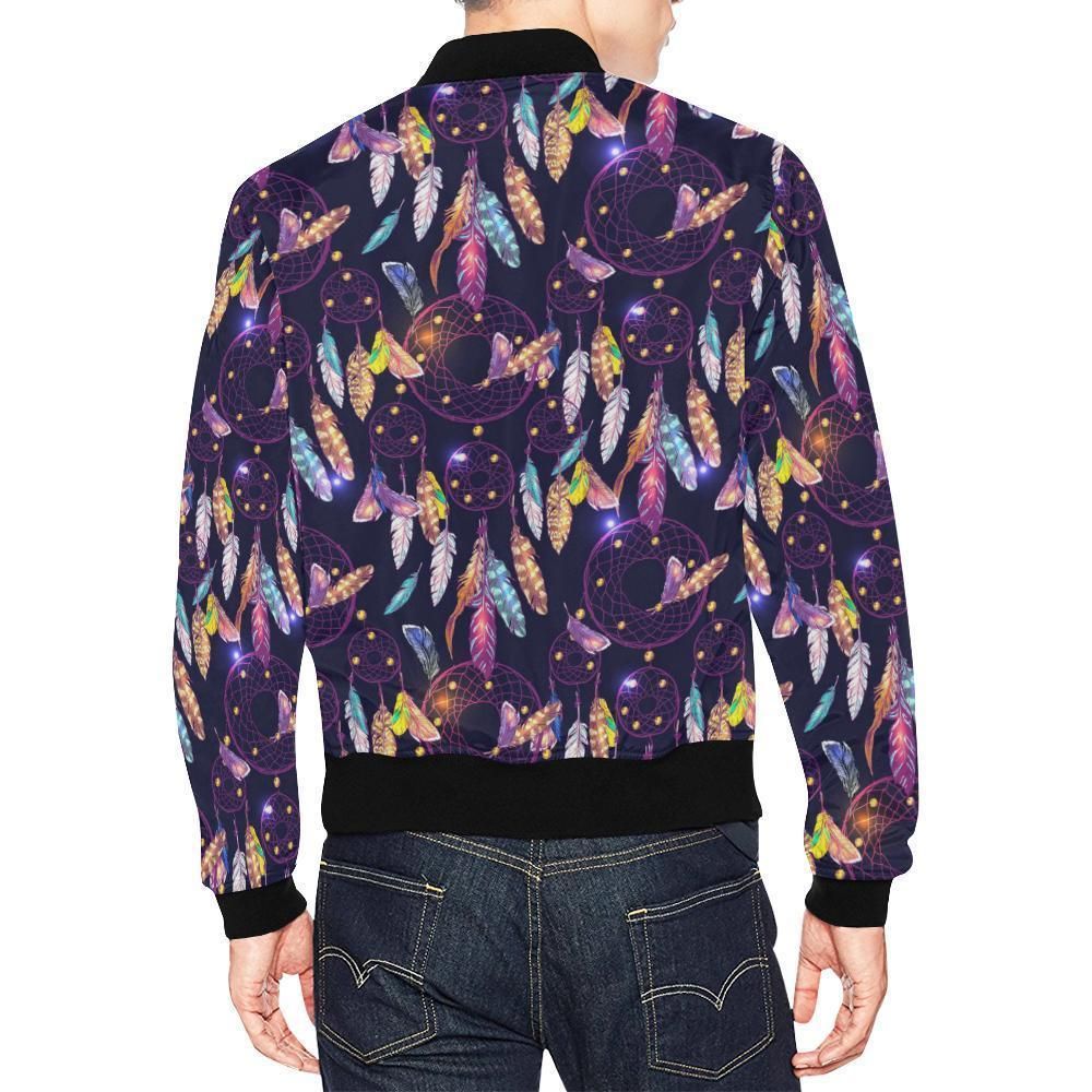 Feather-Dream-Catcher-Vintage-Pattern-Print-Mens-Bomber-Jacket-2