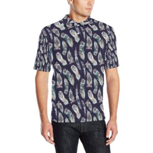 Feather Vintage Boho Design Print Men Polo Shirt