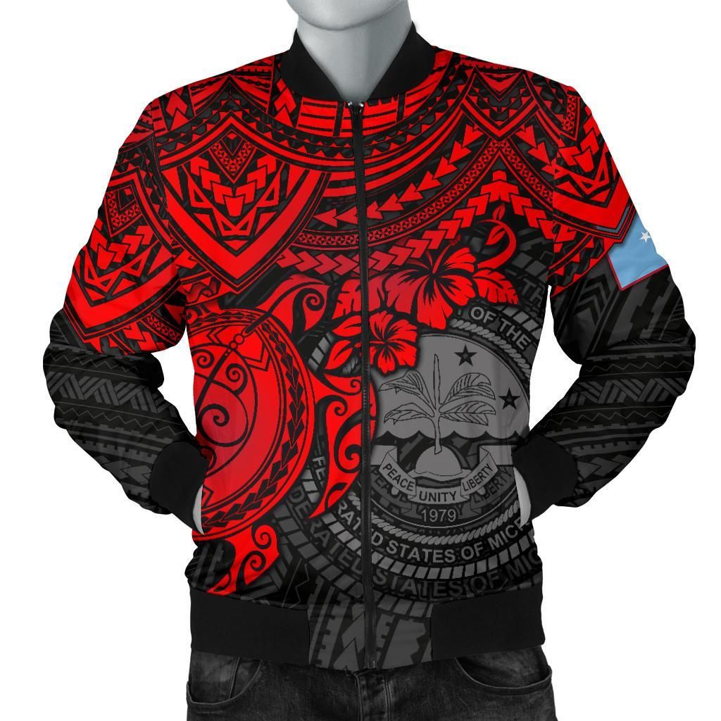 Federated States Of Micronesia Bomber Jacket (Men) - Red Turtle - BN15 Bomber Jacket Federated States Of Micronesia Bomber Jacket (Men) - Red Turtle - BN15 Bomber Jacket