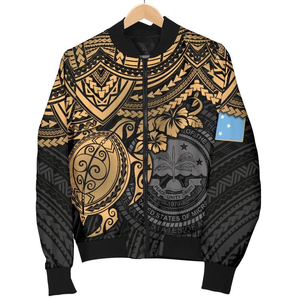 Federated States Of Micronesia Bomber Jacket (Women) - Golden Turtle - BN15 Bomber Jacket Federated States Of Micronesia Bomber Jacket (Women) - Golden Turtle - BN15 Bomber Jacket